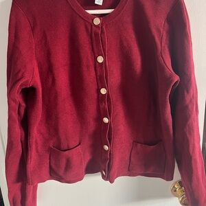 Nine West Burgundy Button-Up Cardigan
